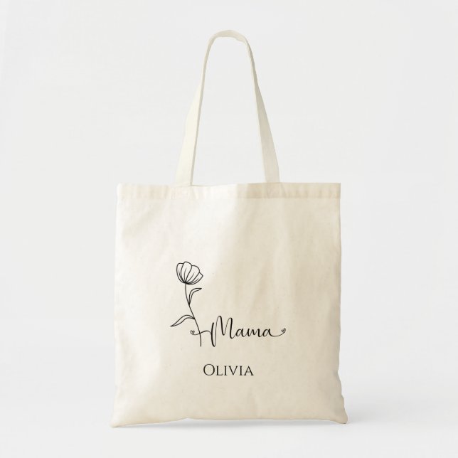 Personalize Minimalist Wildflower mothers day  Tote Bag (Front)