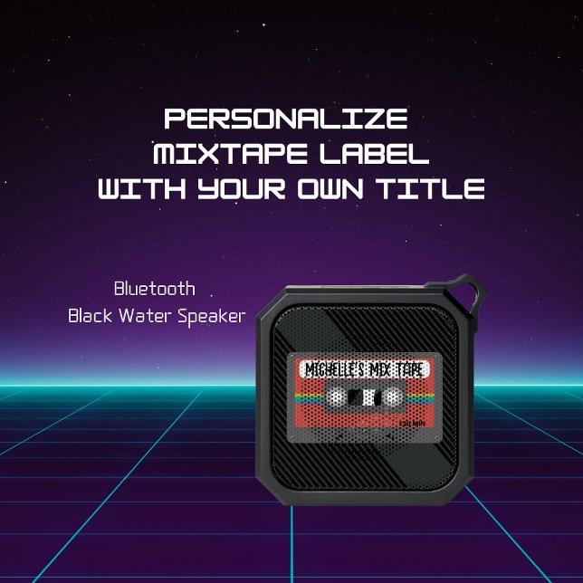 Personalize MIX (MIXTAPE) BLUETOOTH SPEAKER (Blackwater speaker blue tooth mixtape.  Personalize white label on mixtape art and gift it.)