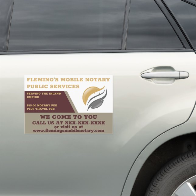 Personalize Mobile Notary Public Services Business Car Magnet (In Situ)