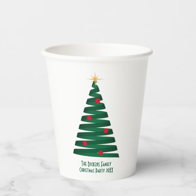 Personalize "Mod" Graphic Christmas Tree Paper Cup (Front)