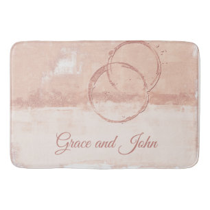 Personalize Modern Art Style Soft Pink Peach Bath Mat
