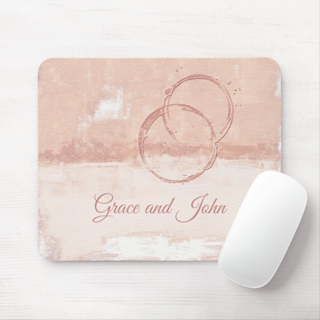Personalize Modern Art Style Soft Pink Peach Mouse Pad (With Mouse)