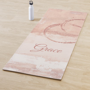 Personalize Modern Art Style Soft Pink Peach Yoga Mat