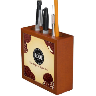 Personalize Modern Chocolate Business Desk Organizer