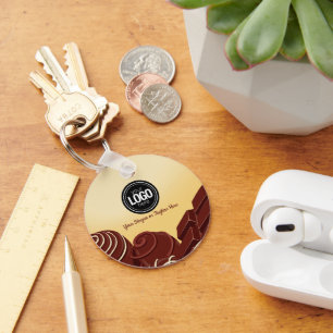 Personalize Modern Chocolate Business Keychain