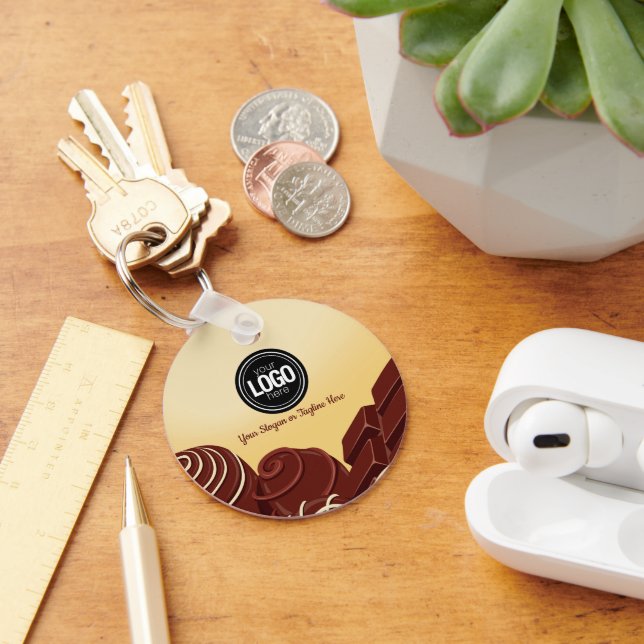 Personalize Modern Chocolate Business Keychain (Desk)