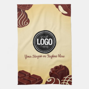 Personalize Modern Chocolate Business Kitchen Towel