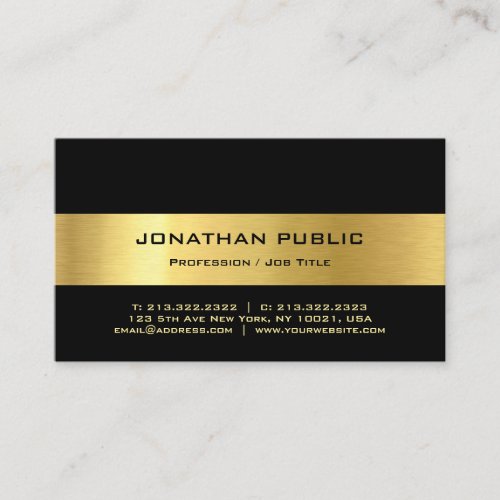 Personalize Modern Elegant Black And Gold Simple Business Card