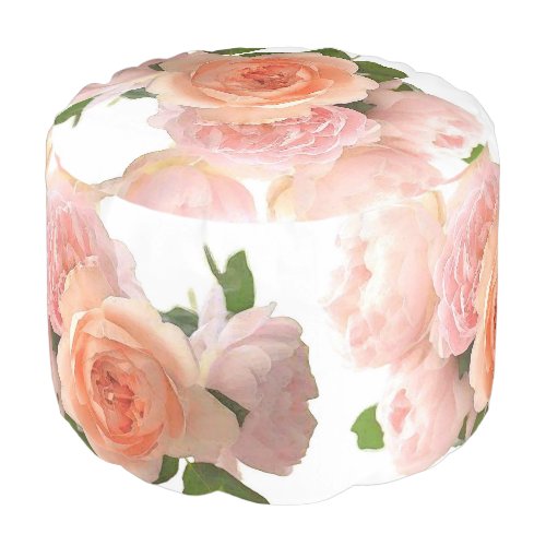 Personalize Modern Elegant Roses Template Pouf