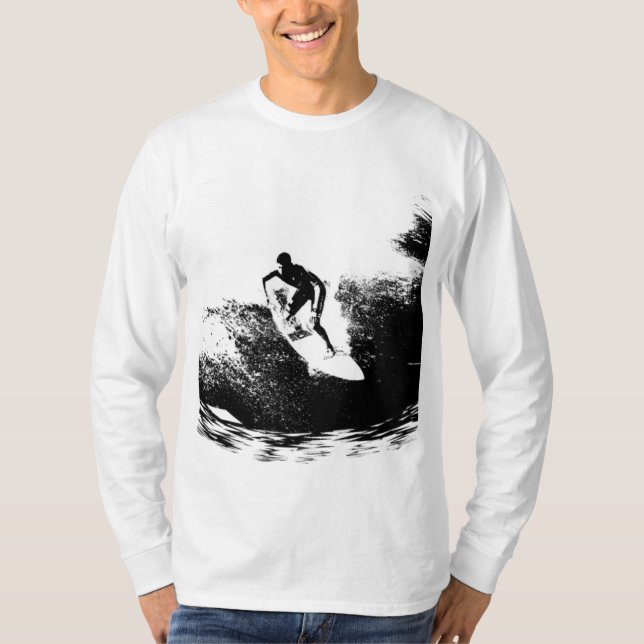 Personalize Modern Elegant Surfer Trendy Template T-Shirt (Front)