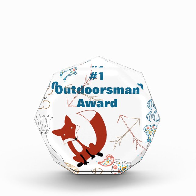 Personalize Modern Fox  Woodland Pattern Acrylic Award (Front)