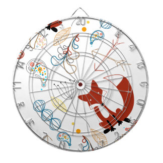 Personalize Modern Fox Woodland Pattern Dartboard