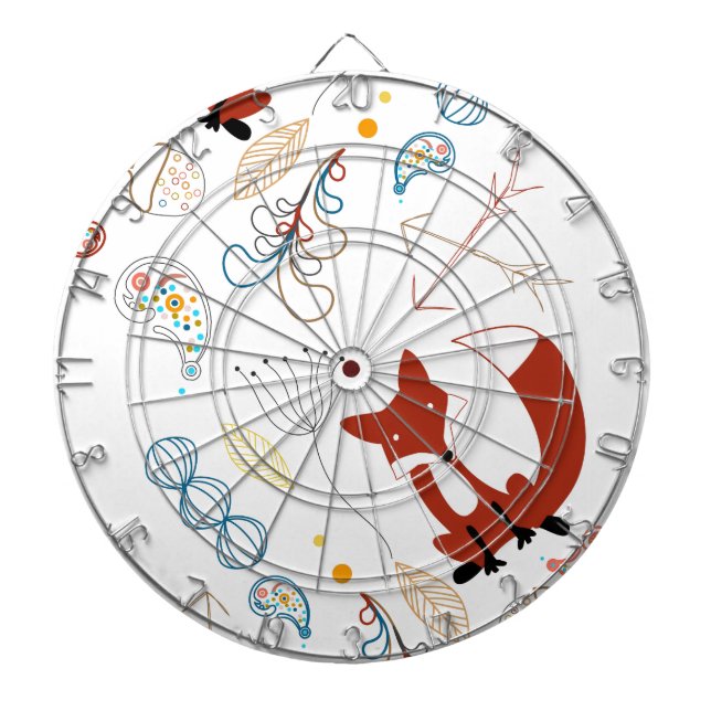 Personalize Modern Fox  Woodland Pattern Dartboard (Front)