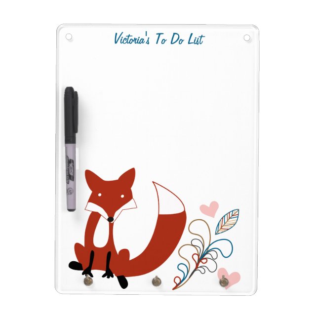 Personalize Modern Fox  Woodland Pattern Dry-Erase Board (Front)