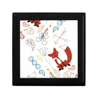 Personalize Modern Fox Woodland Pattern Jewelry Box