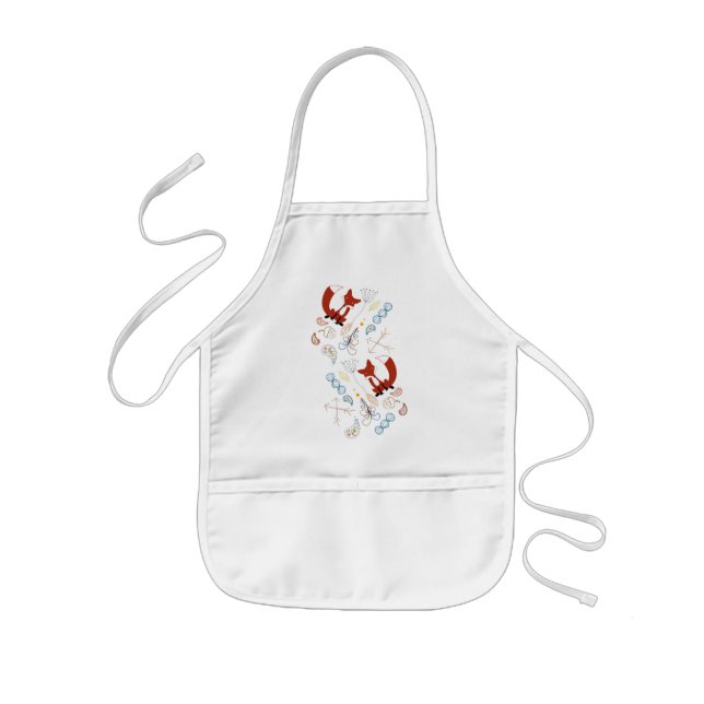 Personalize Modern Fox  Woodland Pattern Kids' Apron (Front)