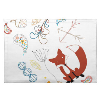 Personalize Modern Fox Woodland Pattern Placemat