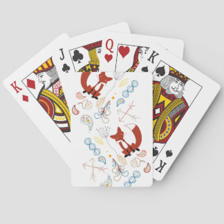 Personalize Modern Fox Woodland Pattern Poker Cards