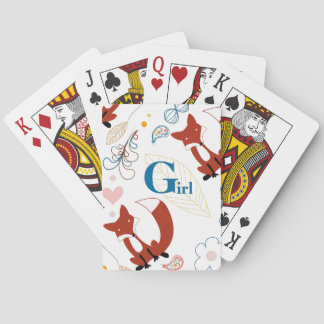 Personalize Modern Fox Woodland Pattern Poker Cards
