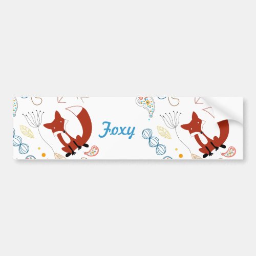 Personalize Modern Foxy  Woodland Bumper Sticker