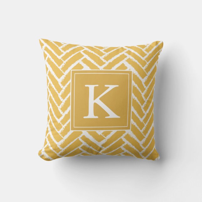 Personalize Modern Herringbone Pattern Pillow (Front)