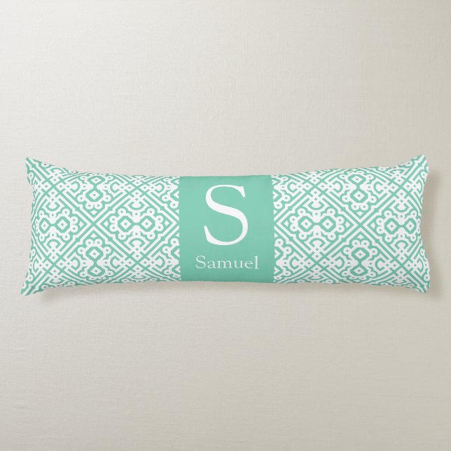 Personalize Modern Monogram Moroccan Lattice Body Pillow (Front)