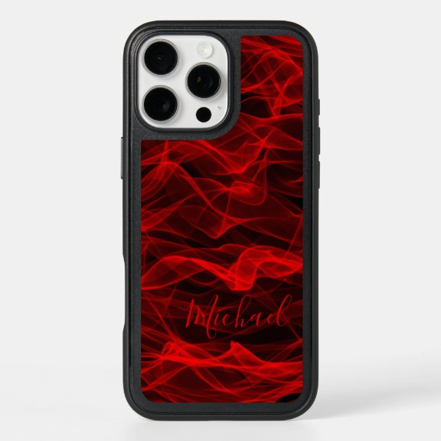 Personalize Modern Neon Red Abstract Pattern  Otterbox iPhone Case (Back)