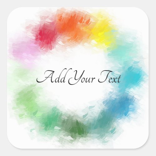 Personalize Modern Rainbow Colors Template Square Sticker