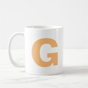 Personalize Modern Script Orange Initial Monogram  Coffee Mug