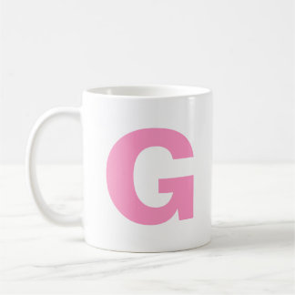 Personalize Modern Script Pink Initial Monogram Coffee Mug