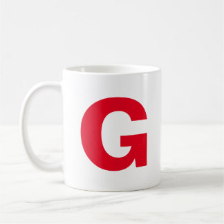 Personalize Modern Script Red Initial Monogram Coffee Mug