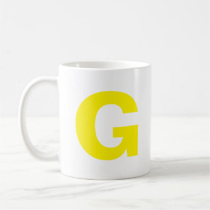 Personalize Modern Script Yellow Initial Monogram  Coffee Mug