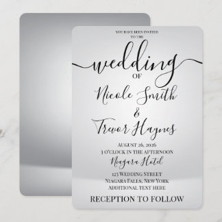 Personalize: Modern Silver Minimalist Wedding Invitation