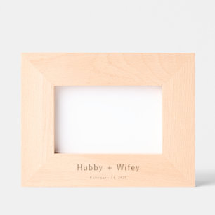 Personalize Modern Simple Hubby & Wifey Wedding Engraved Frames