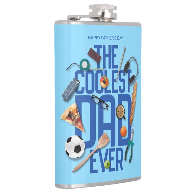 Personalize Modern The Coolest Dad Ever Flask (Right)