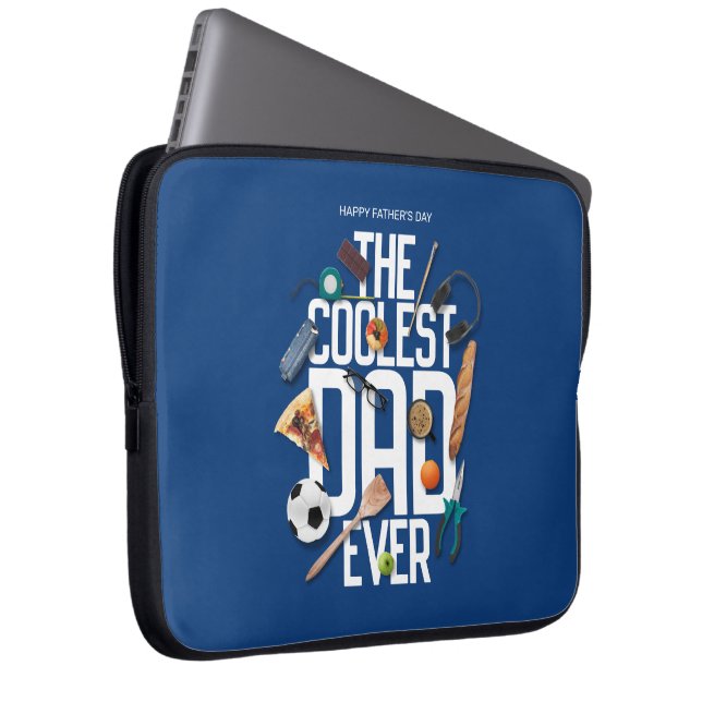 Personalize Modern The Coolest Dad Ever Laptop Sleeve (Front Right)
