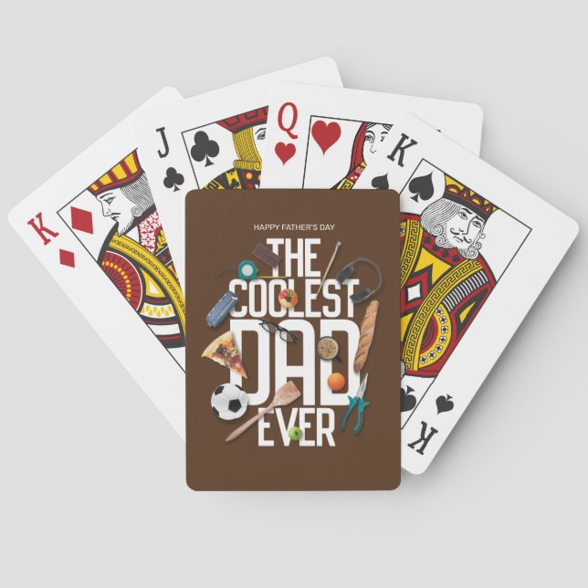 Personalize Modern The Coolest Dad Ever Poker Cards (Back)
