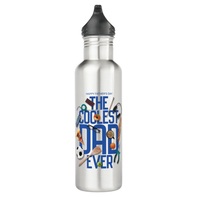 Personalize Modern The Coolest Dad Ever Stainless Steel Water Bottle (Right)