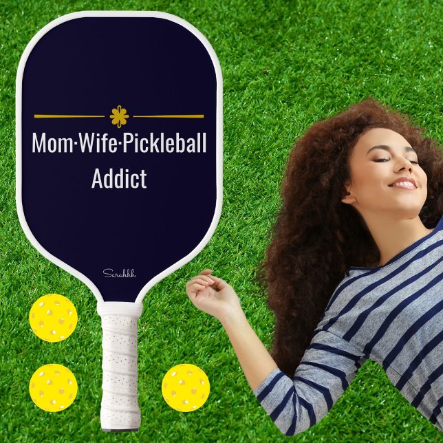 Personalize Mom Wife Pickleball Addict Custom Name Carbon Fiber Pickleball Paddle (Creator Uploaded)
