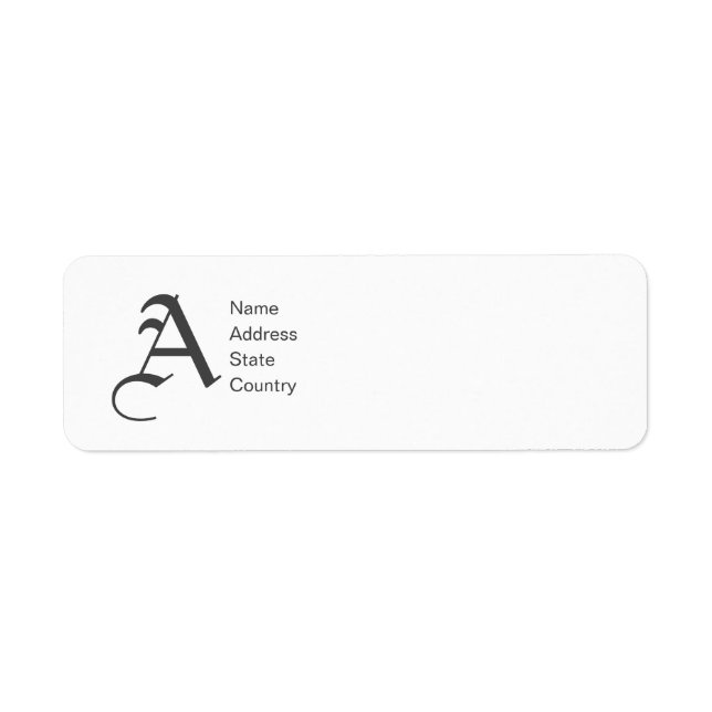  Personalize Monogram A Return Address Label (Front)