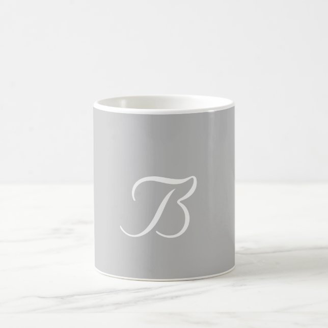 Personalize Monogram B Light Gray  Coffee Mug (Center)