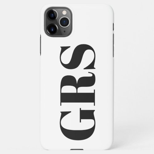Personalize Monogram Bold Black Letters on White  iPhone 11Pro Max Case