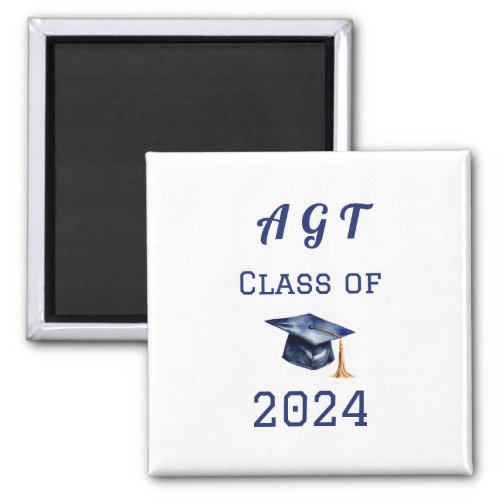 Personalize Monogram Class of 2024 Blue and White Magnet