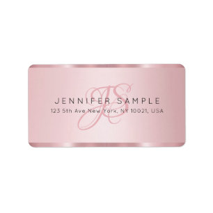 Personalize Monogram Elegant Rose Gold Address Label