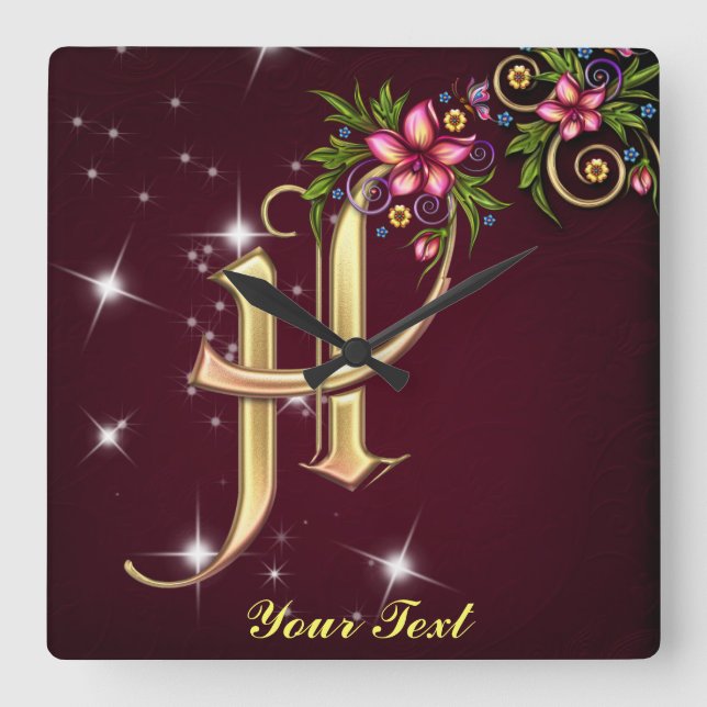 Personalize Monogram H Wall Clock (Front)