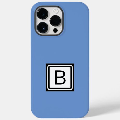 Personalize Monogram in Black Double Box on Blue Case_Mate iPhone 14 Pro Max Case
