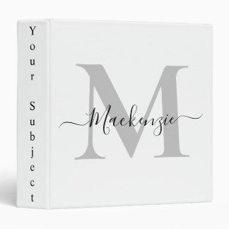 Personalize Monogram Initial Name 3 Ring Binder