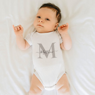 Personalize Monogram Initial Name Baby Bodysuit