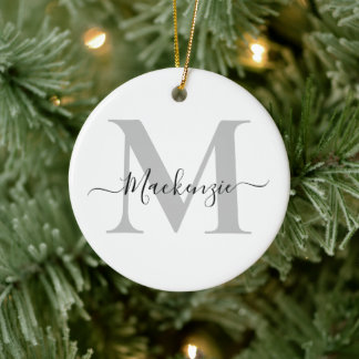 Personalize Monogram Initial Name Ceramic Ornament