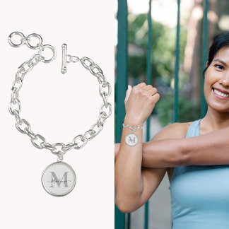 Personalize Monogram Initial Name Charm Bracelet